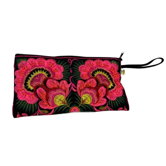 FINAL SALE Sam Well Boho Floral Embroidered Colorful Wristlet One Size - Picture 5 of 8